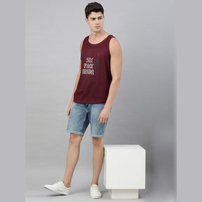 Six Pack Inside Maroon Sleeveless T-Shirt Vest Bushirt   