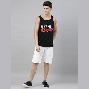 Why So Serious Black Sleeveless T-Shirt Vest Bushirt   