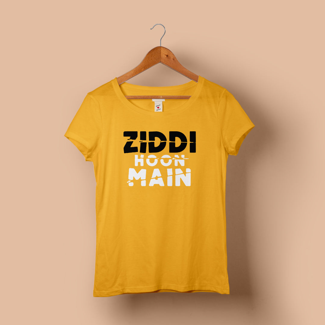 Ziddi Hoon Main T-Shirt Women's Graphic Tees Bushirt   